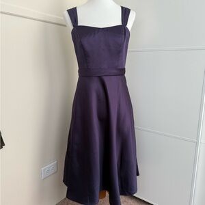David's Bridal Deep Purple Midi Dress